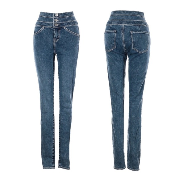 J Brand Annalie High Waist 3 Button Stretch Skinny Blue Jeans Size 24 - Picture 1 of 11